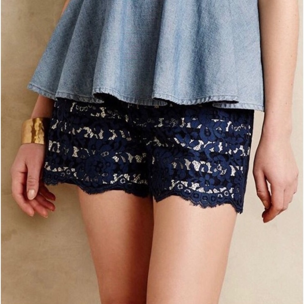 Anthropologie Cartonnier Scalloped Lace Shorts